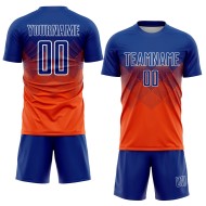 Fußball Royal-Weiß Trikot Uniform Custom Sublimation Orange Fußball Royal-Weiß Trikot Uniform Custom Sublimation Orange