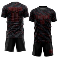 Benutzerdefinierte rot schwarz Trikot Uniform Fußball Sublimation Benutzerdefinierte rot schwarz Trikot Uniform Fußball Sublimation