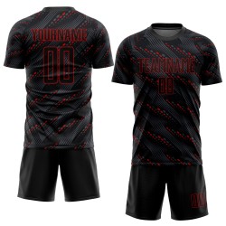 Benutzerdefinierte rot schwarz Trikot Uniform Fußball Sublimation Benutzerdefinierte rot schwarz Trikot Uniform Fußball Sublimation