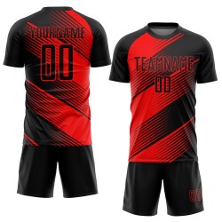 Rote Sublimation Fußball Custom Schwarzes Trikot Uniform