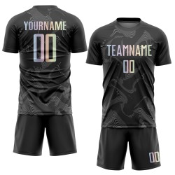 Uniform Jersey Fußball Sublimation Schwarz Kurve Gradient-Grau Linien Custom