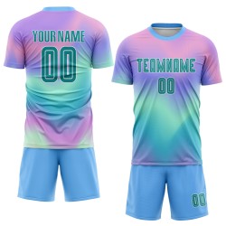 Fußballuniform Trikot Krawatte Sublimation Custom Teal-Weiß Dye Fußballuniform Trikot Krawatte Sublimation Custom Teal-Weiß Dye