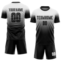 Fußball Fade Schwarz Mode Weiß Custom Sublimation Uniform Jersey Fußball Fade Schwarz Mode Weiß Custom Sublimation Uniform Jersey