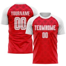 Jersey Uniform Weiß Rot Fußball Sublimation Custom Auswärts