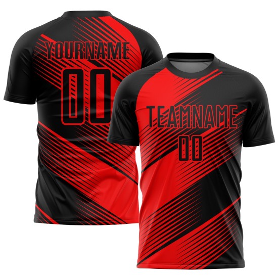 Rote Sublimation Fußball Custom Schwarzes Trikot Uniform Rote Sublimation Fußball Custom Schwarzes Trikot Uniform
