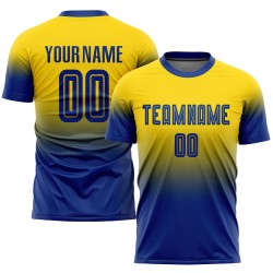 Benutzerdefinierte Gold Fade Fashion Jersey Royal Soccer Sublimation Uniform