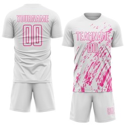 Sublimation Weiß Rosa Fußballuniform Custom Jersey