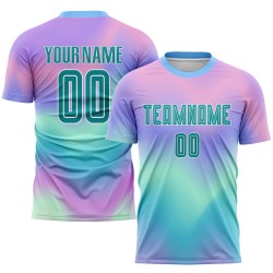 Fußballuniform Trikot Krawatte Sublimation Custom Teal-Weiß Dye