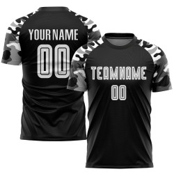 Benutzerdefinierte Uniform Trikot Sublimation Schwarz Fußball Weiß-Camo