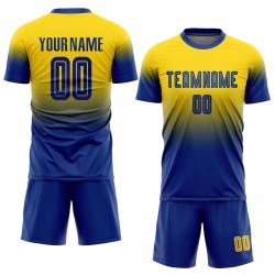 Benutzerdefinierte Gold Fade Fashion Jersey Royal Soccer Sublimation Uniform Benutzerdefinierte Gold Fade Fashion Jersey Royal Soccer Sublimation Uniform