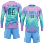 Fußballuniform Trikot Krawatte Sublimation Custom Teal-Weiß Dye