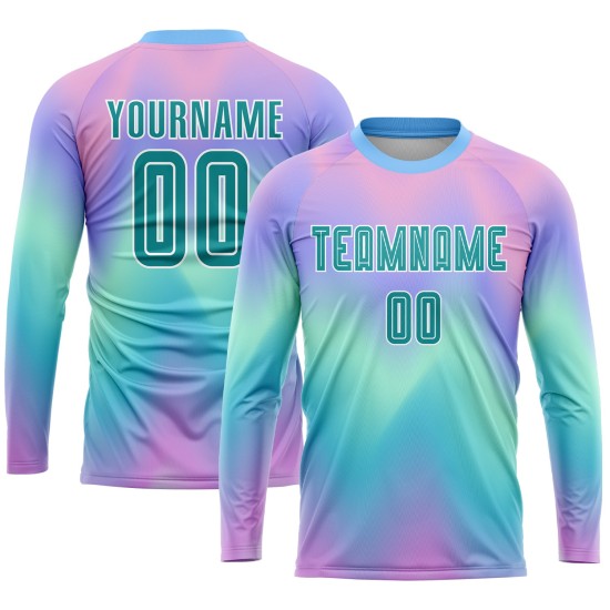 Fußballuniform Trikot Krawatte Sublimation Custom Teal-Weiß Dye