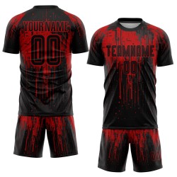 Rotes Trikot, Uniform, Fußball, schwarz, benutzerdefinierte Sublimation
