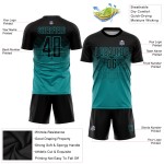Fußball Schwarz Teal Sublimation Uniform Custom Jersey