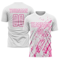 Sublimation Weiß Rosa Fußballuniform Custom Jersey