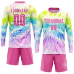 Benutzerdefinierte Trikot Krawatte Sublimation Fußball Uniform Farbstoff Rosa-Weiß