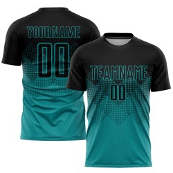 Fußball Schwarz Teal Sublimation Uniform Custom Jersey